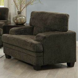 NEW Griffin Plush Brown Chair Chenille Upholstery Sofa Accent Chair Seating