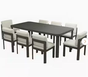 7-Piece Grey Aluminum Outdoor Patio Dining Set with Beige Cushions, Rust and Weather Resistant, Seats 6