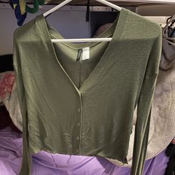 Mossy Green V-neck Cardigan 