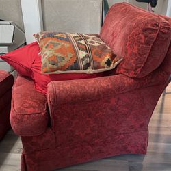 Red Chair With Ottoman On Wheels FREE