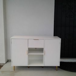 White Tv Stand Entertainment Center Console Center  47 W X16 X 34 H Inches 