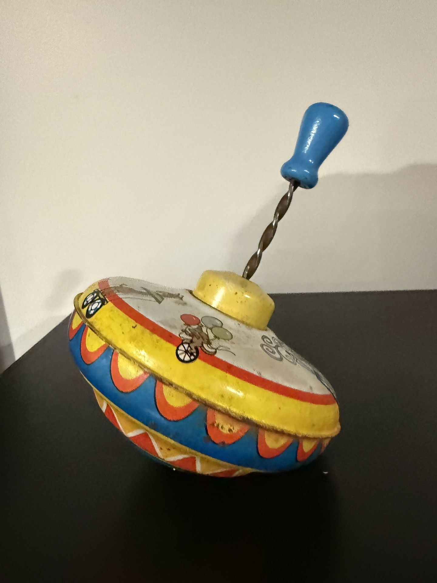 Vintage Tin Circus Spinning Top Toy
