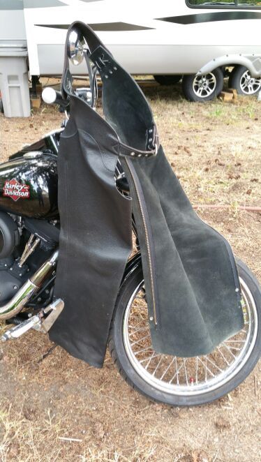 Leather motorcycle chaps.