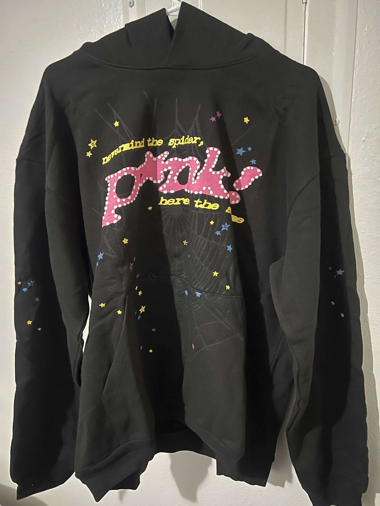Sp5der P*nk Hoodie Black Large