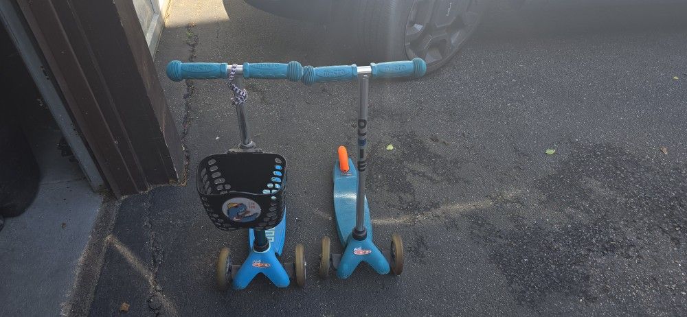Pair Of Mini Micro 3 Wheel Scooters