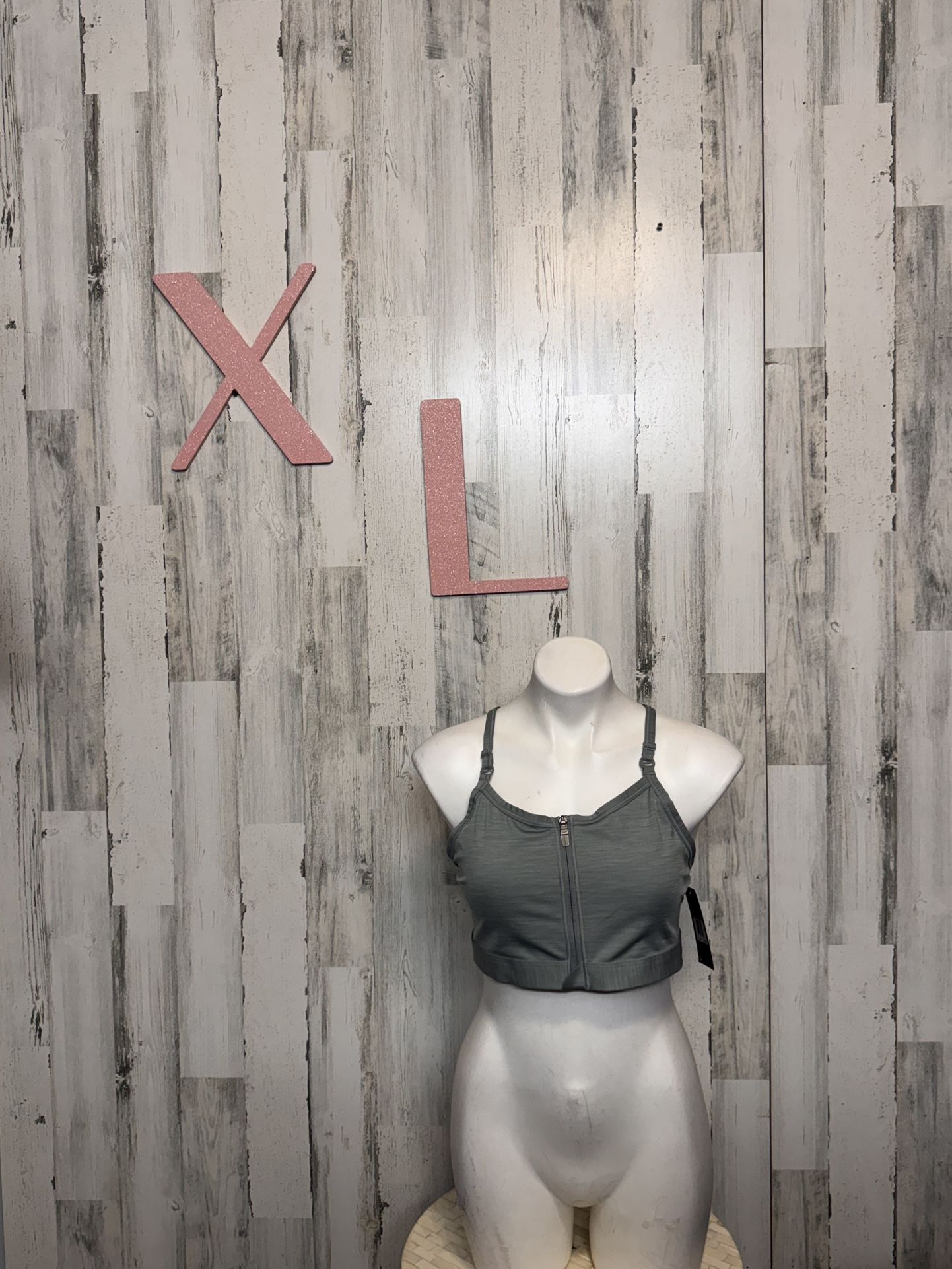 Nike Dri-Fit Zip Front Sports Bra XL Gray  High Support Training Activewear Top NWT