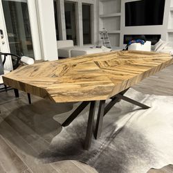 Arhaus Solid Wood Geometric Dining Table 