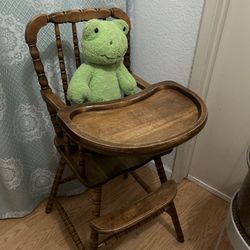 Antique Sturdy Wooden High Chair