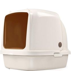 Cat Litter Box Closed Cat Litter Basin Large Space Cat Toilet Cat Ears Cat Litter Basin Fully Enclosed Cat Sand Cat Pot Cats Litter Pan (Size : S)