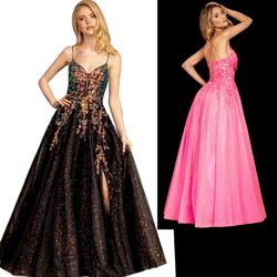 New With Tags Glitter Corset Bodice Long Formal Dress & Prom Dress $256