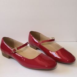 Cherry Red Sintetic Flats Size 8