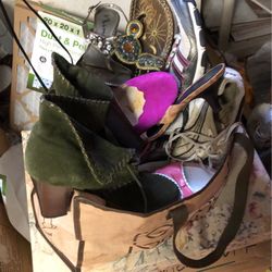 Bag Of Shoes Size 9.Sandals Sneakers Pair Of boots Flats