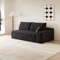 69inch Black velvet couch living room sofa + Corduroy + Primary Living Space + Foam + Fabric + 1 Seat
