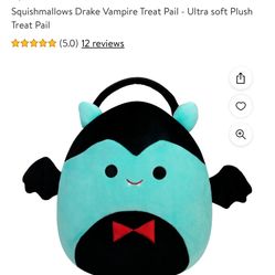 Squishmallows Drake Vampire Treat Pail - Ultra soft Plush Treat Pail