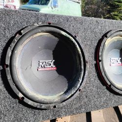 Dual MTX Audio Subwoofers in Box
Description: