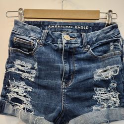 American Eagle Distressed Next Level Stretch Denim Shorts Size 2