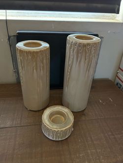 Brand new set of 3 Beautiful Drip Glaze Ceramic Candle Holders
