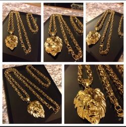 Gold Plated Byzantine Set With Lion Pendant