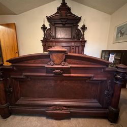 Renaissance Revival Thomas Brooks Antique Walnut Bed