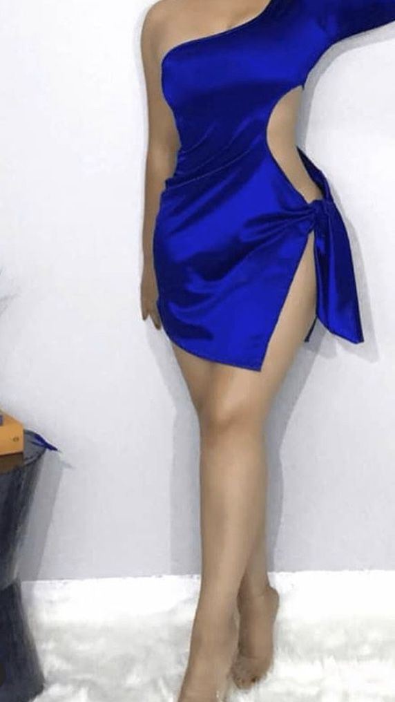 Blue bow side dress