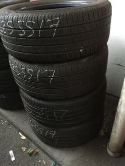 225/55/17 continental set of used tires in great condition 70% tread 225$ for 4 . Installation balance and wheel alignment available. Please call 973
