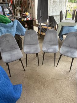 Grey velvet dining chairs - set or 4