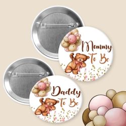 Teddy Bear Theme/ Pins Buttons/ Teddy Bear Baby Shower 