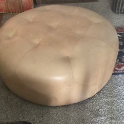 40”by15” Round Leather Ottoman 