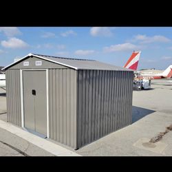 Sales $320.00!! 10x8 ft (New in box) 8’ L x 10’ W x 6.’ H galvanized Metal Storage Shed Outdoor Gard