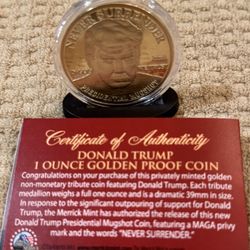 Donald Trump 45Th President 1 Ounce Golden Proof Coin