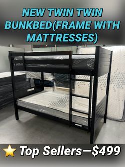 NEW TWIN TWIN BUNKBED WITH MATTRESSES