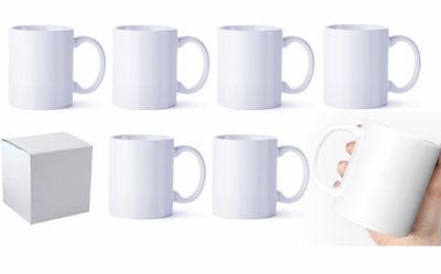 Sublimation Coffee Mugs 11oz White Blank Ceramic Cups For Tea Cocoa With White Box Packing Set of 6Pcs