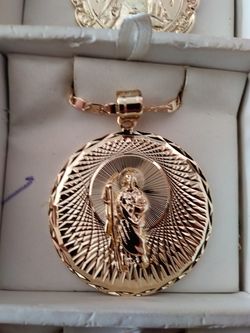 Cadena con dige de San judas Tadeo de oro laminado