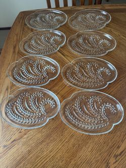 Vintage Crystal Paisley Plates - Set of 8