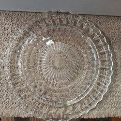 Vintage Federal Glass Cake Plate: Mid-Century Bubble Pattern Cake Stand