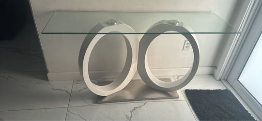 Modern Glass Top Console Table with Ring Base