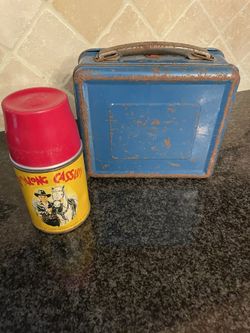 Vintage 1950 Metal Hopalong Cassidy Blue Lunchbox matching Thermos ALADDIN 