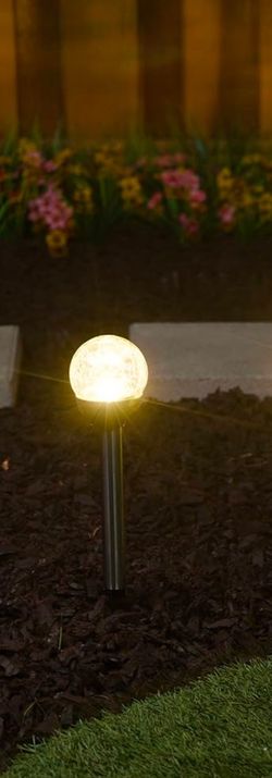 15” H Solar Glass Ball Stake with Color Change Red, Green, Blue, and Warm White LED