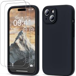GOODVISH Compatible with iPhone 15 Case, Silicone Upgraded [Enhanced Camera Protection] Phone Case with [2 Screen Protectors], Soft Anti-Scratch Micro