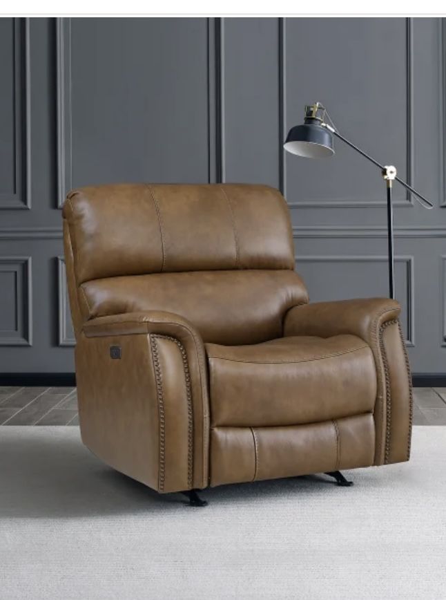 Barcalounger Presley Leather Power Rocker Recliner with Power Headrest