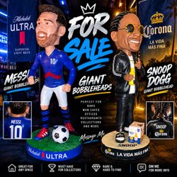 3 Ft tall Snoop Dogg & Messi Bobbleheads
