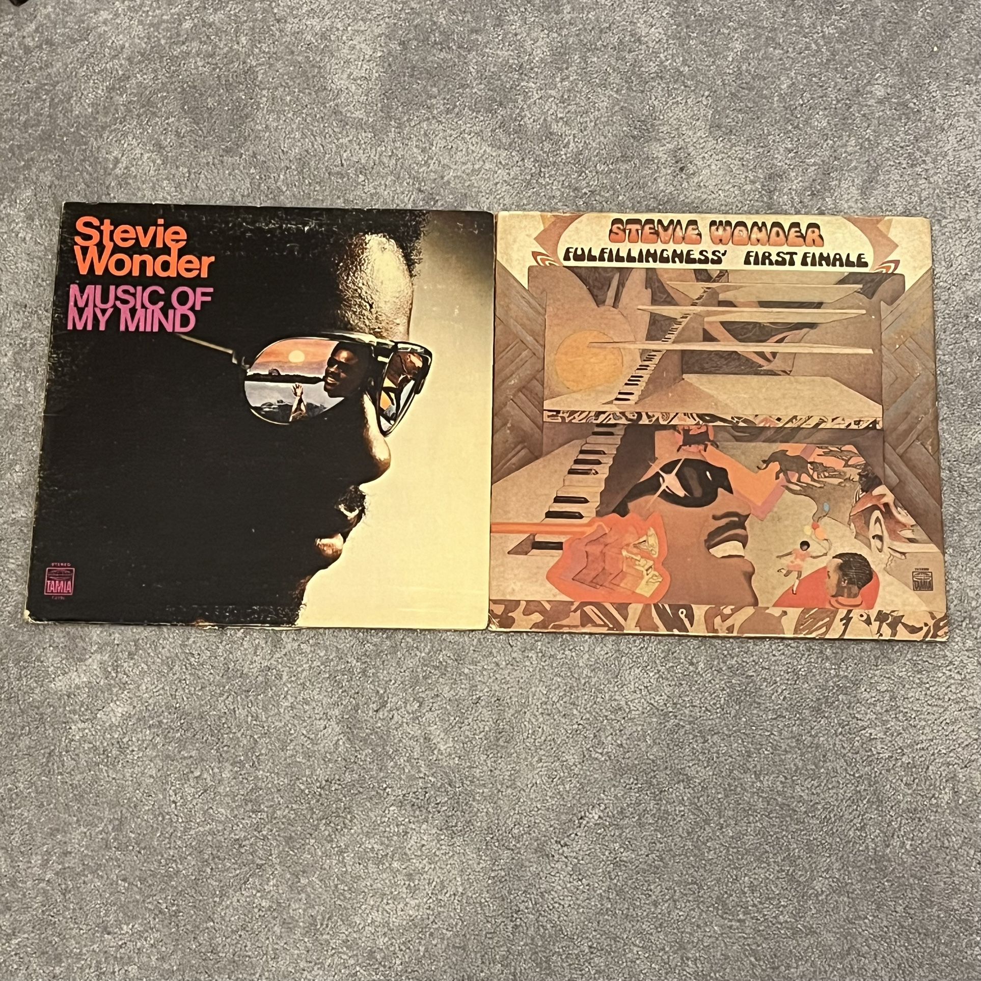 Stevie Wonder Vinyl Record Bundle Lot 2 Albums Music of my Mind and Fulfillingness’ First Finale