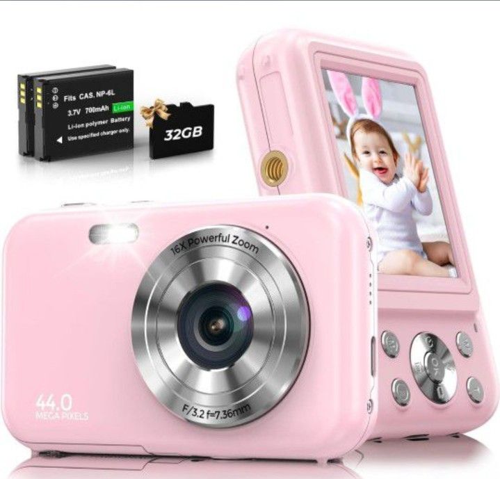 FHD 1080P 44MP Kids Camera for Photography with 32GB Card