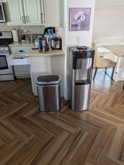 5 Gallon Water Dispenser And Touchless Trash Cans