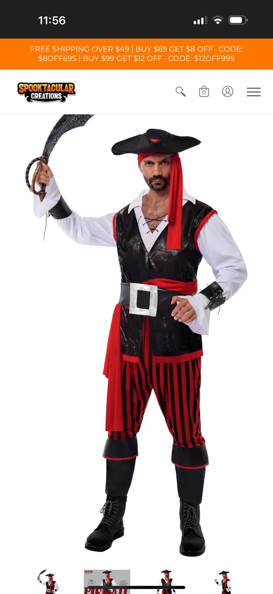 New!! Men’s Cutthroat Pirate Costume