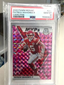2020 PANINI MOSAIC MVPS PATRICK MAHOMES II CAMO PINK # 297 PSA GEM MINT 10