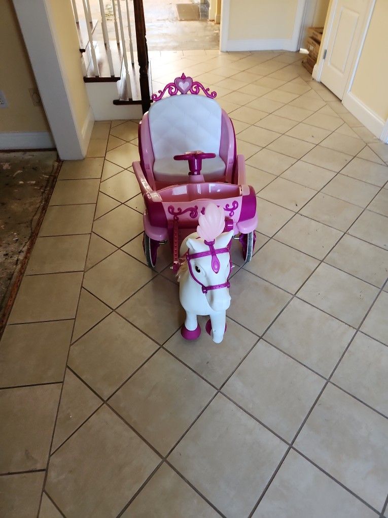 6V Disney Princess Royal Horse Carriage Electric Ride On