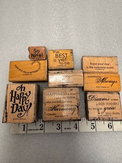 Stampin' Up! Wood Rubber Stamp Lot of 9