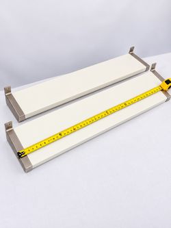 White Floating Wall Shelves with Brackets – Set of 2