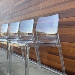 4 CB2 Bolla Clear Acrylic Dining Chairs